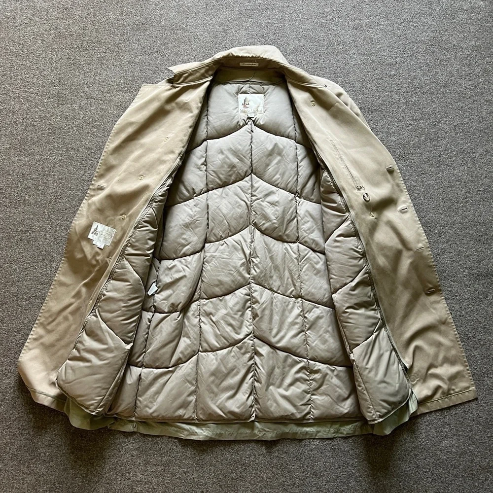 Vintage Double Breasted Belted Trench Coat Mens 44R Removable Down Puffer Lining